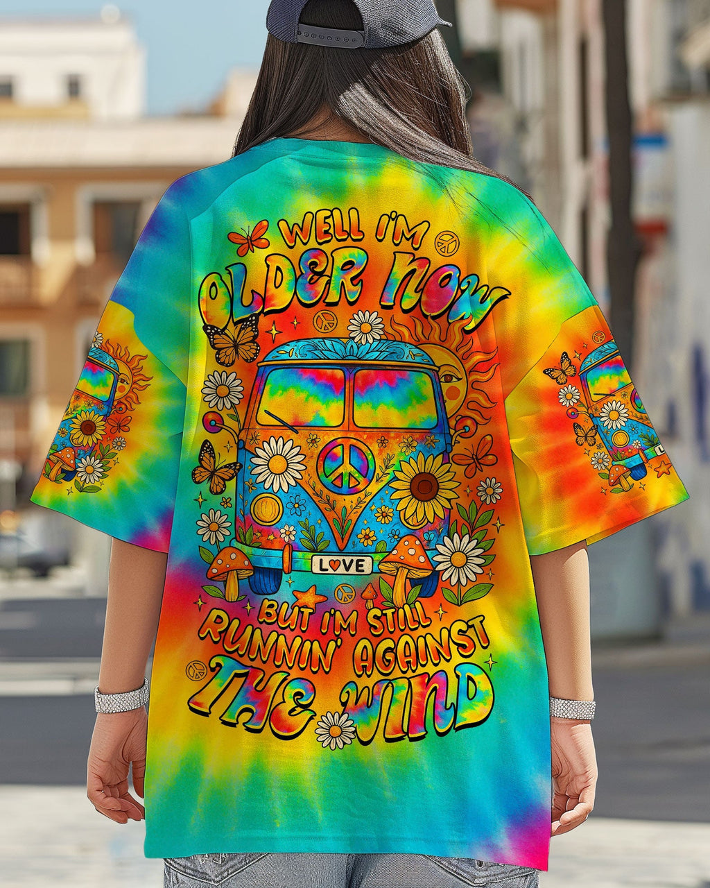 Older Now But Still Running Against The Wind Tie Dye VW Van Peace _26 Love Design AOP Shirts _1_ xDhQ3