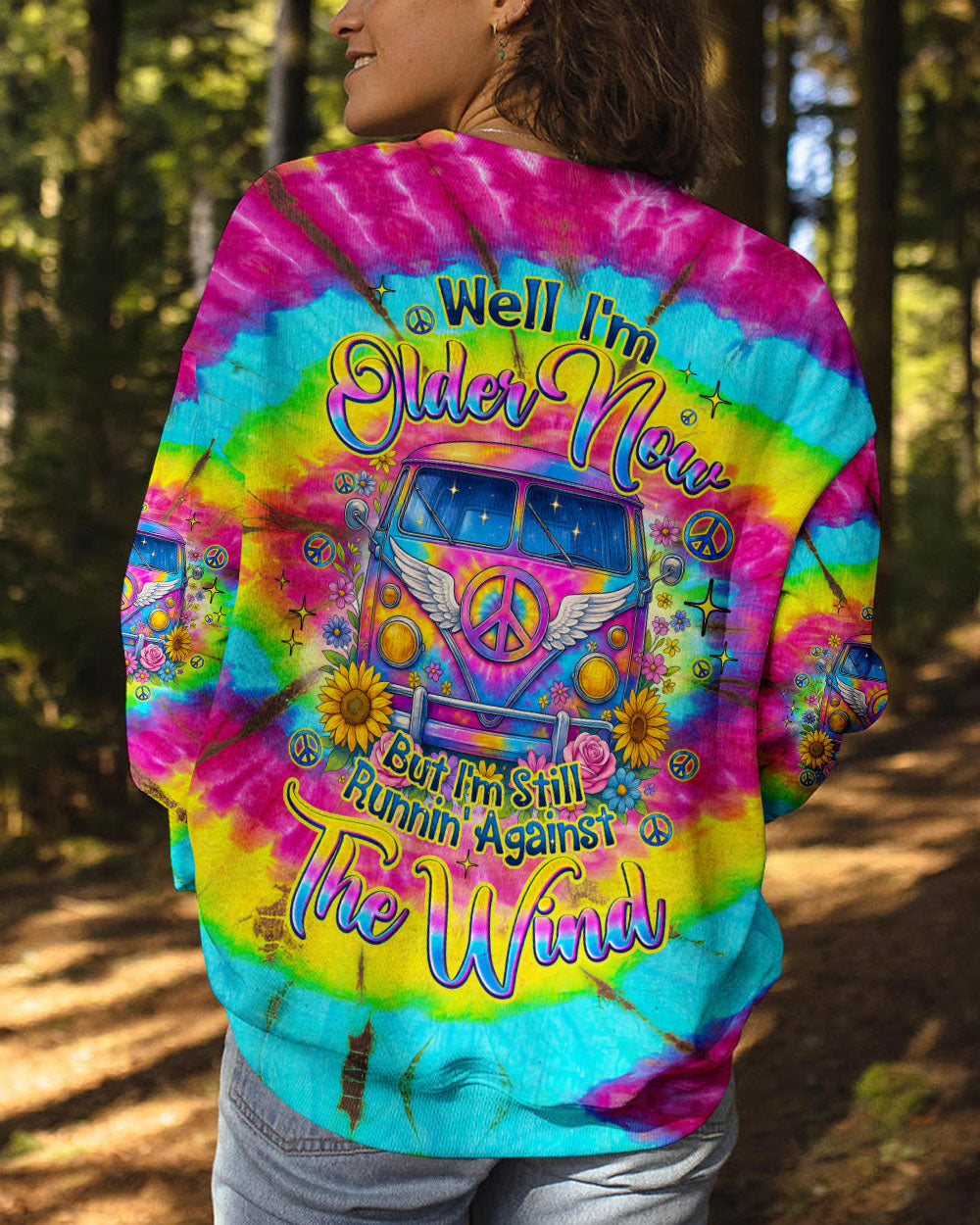 Older Now But Still Running Tie Dye Peace Sign VW Van Peace _26 Sunflowers AOP Shirts _11_ v2q5D