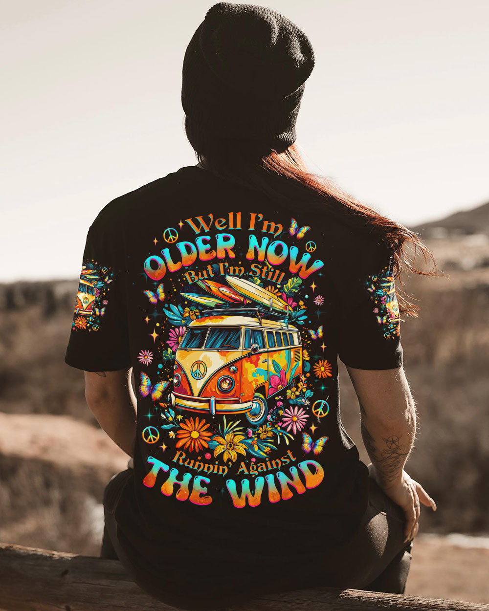 Older Now Runnin_E2_80_99 Against the Wind Flower Vintaege Hippie Van AOP Shirts _1_ JWGpO