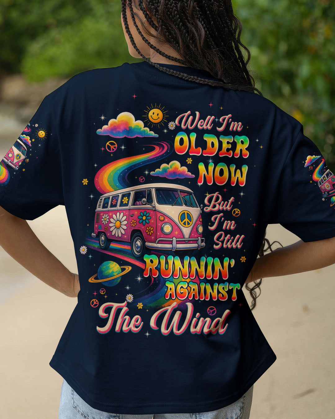 Older Now Running Against The Wind Hippie Van Peace _26 Flower Power Design AOP Shirts _12_ ULsvA