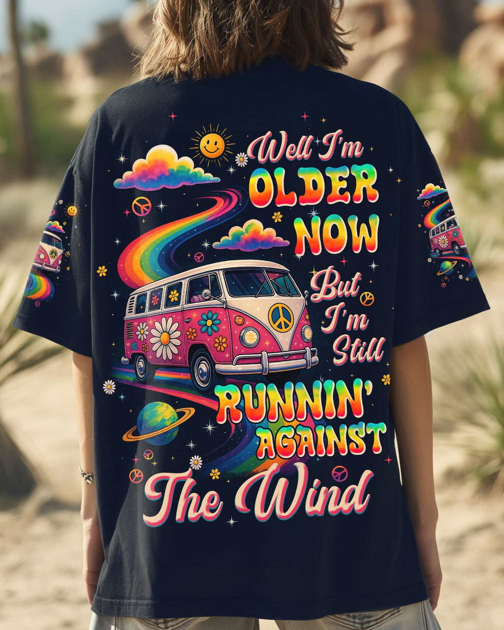 Older Now Running Against The Wind Hippie Van Peace _26 Flower Power Design AOP Shirts _1_ fHT9e