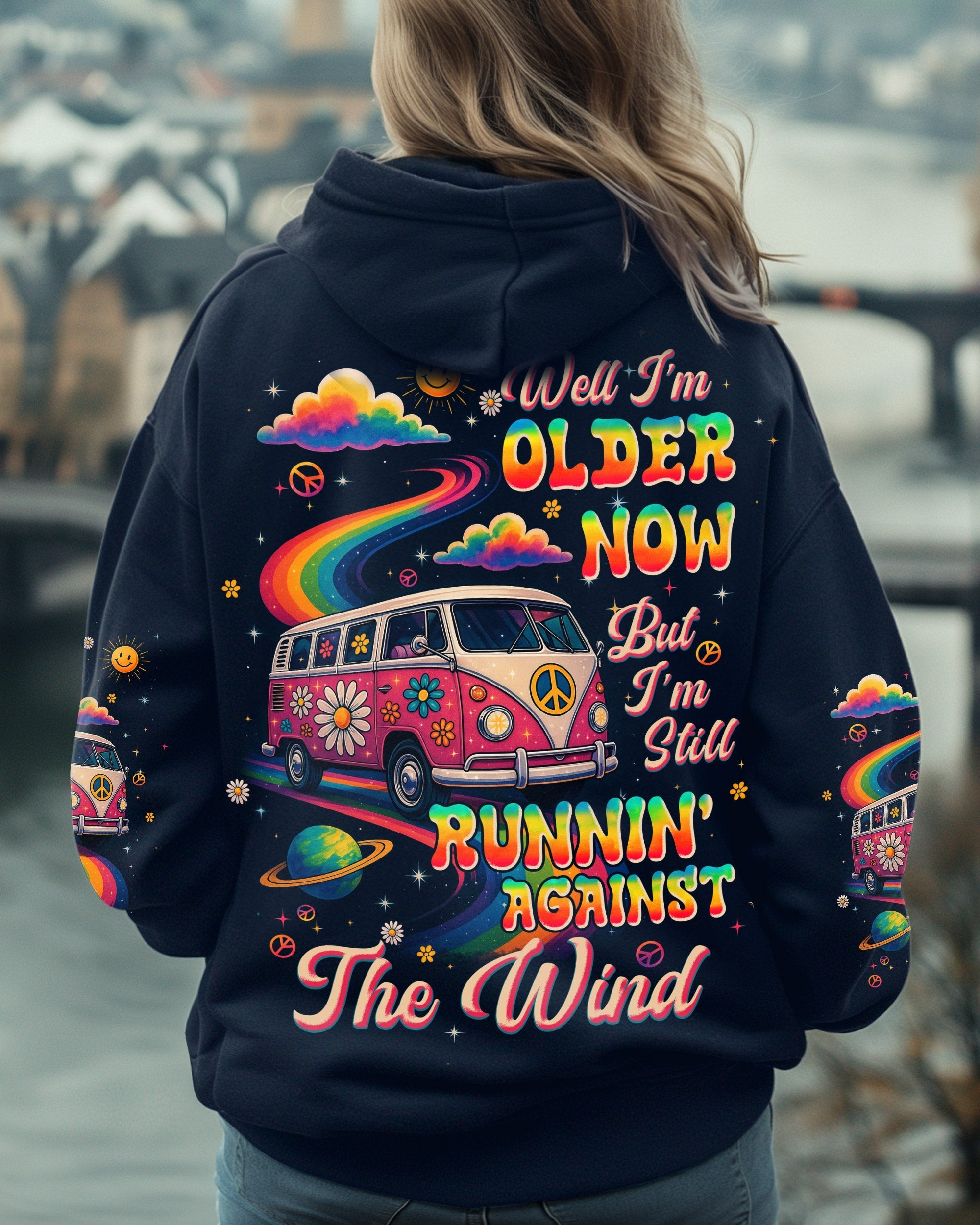 Older Now Running Against The Wind Hippie Van Peace _26 Flower Power Design AOP Shirts _5_ 96f5v