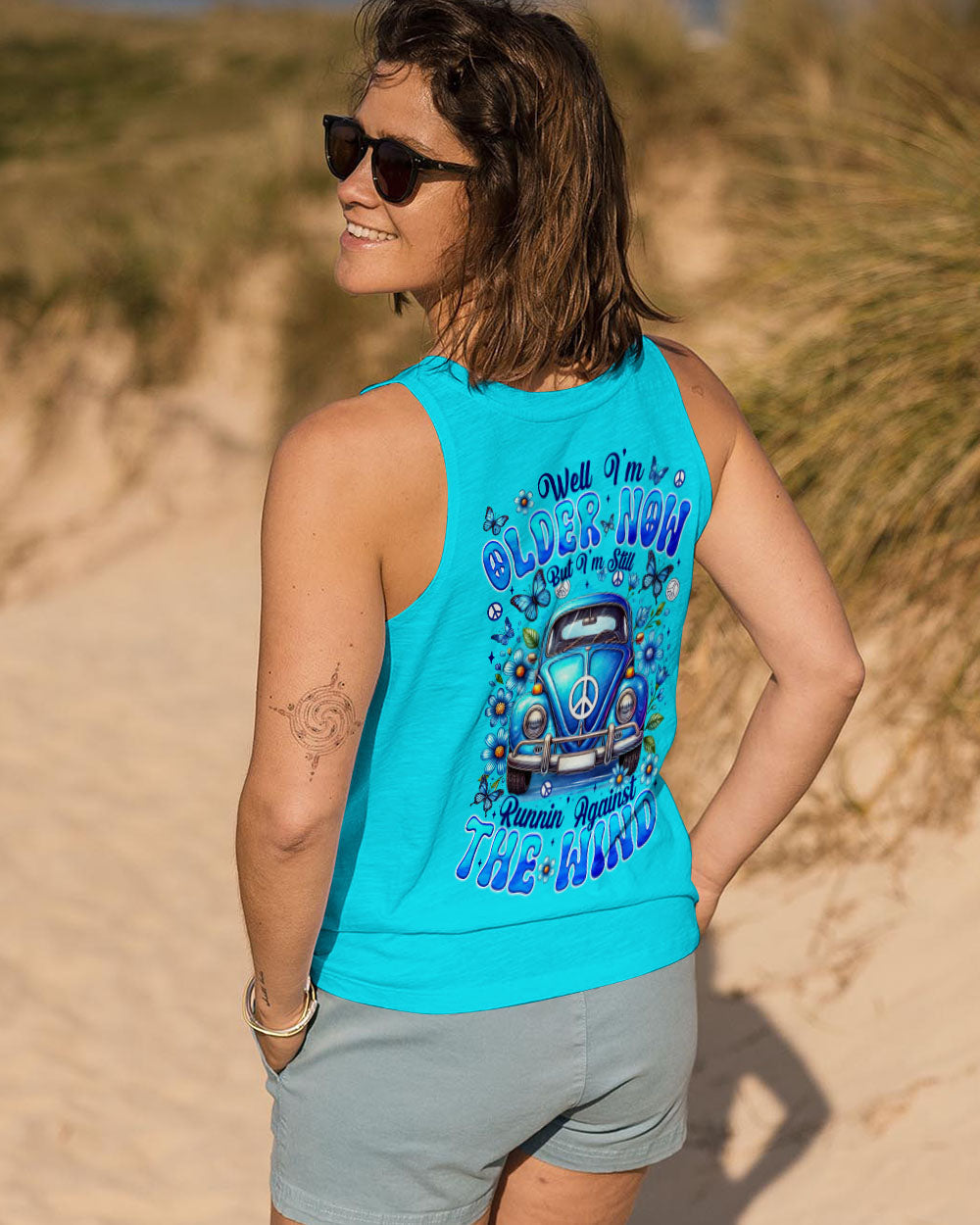 Older Now Still Runnin Against the Wind Blue VW Bug Car Graphic AOP Shirts _14_ mBpRr