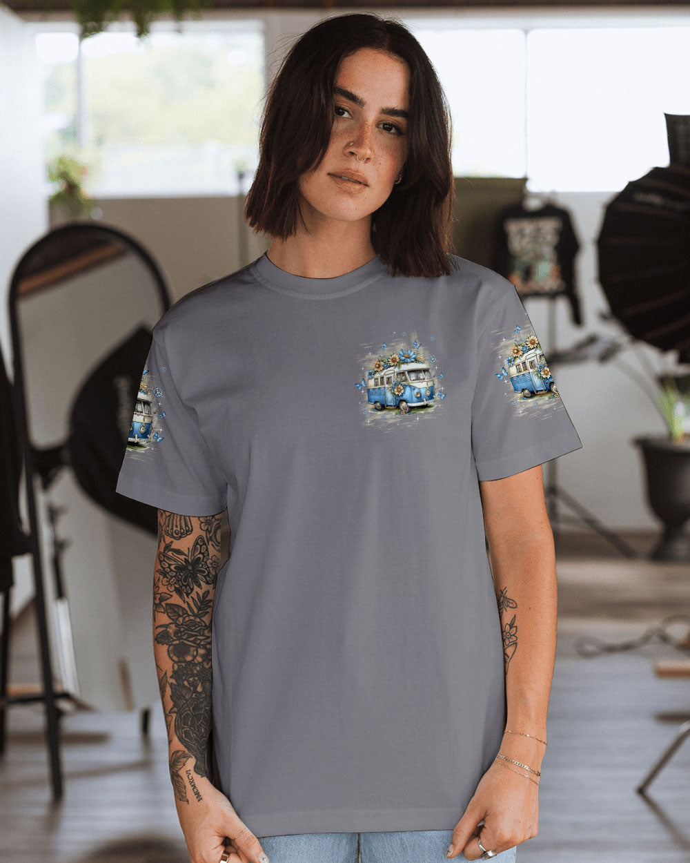 Older Now Still Runnin Against the Wind Vintage Blue Hippie Van AOP Shirts _9_ eas1a