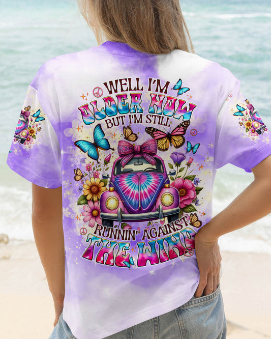 Older Now Still Runnin_E2_80_99 Against the Wind Purple Tie Dye Floral Hippie Car AOP Shirts _1_ YFR1L