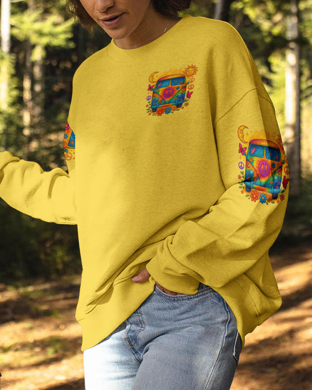 On a Dark Desert Highway Cool Wind in My Hair Hippie Peace Van Retro Tee for Women AOP Shirts _8_ EPHw3