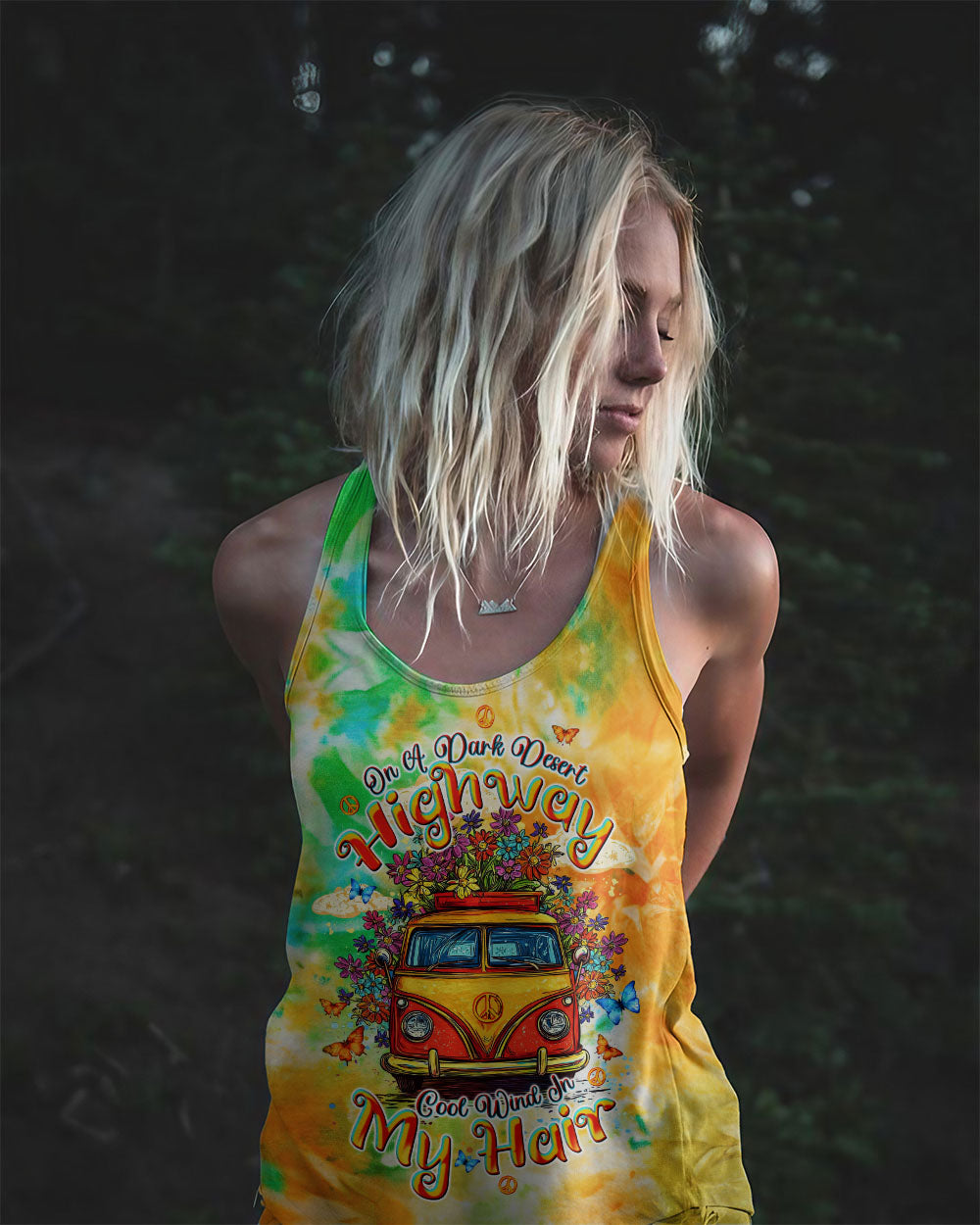 On a Dark Desert Highway Cool Wind in My Hair Tie Dye Retro Hippie Van AOP Shirts _12_ i2Nsk