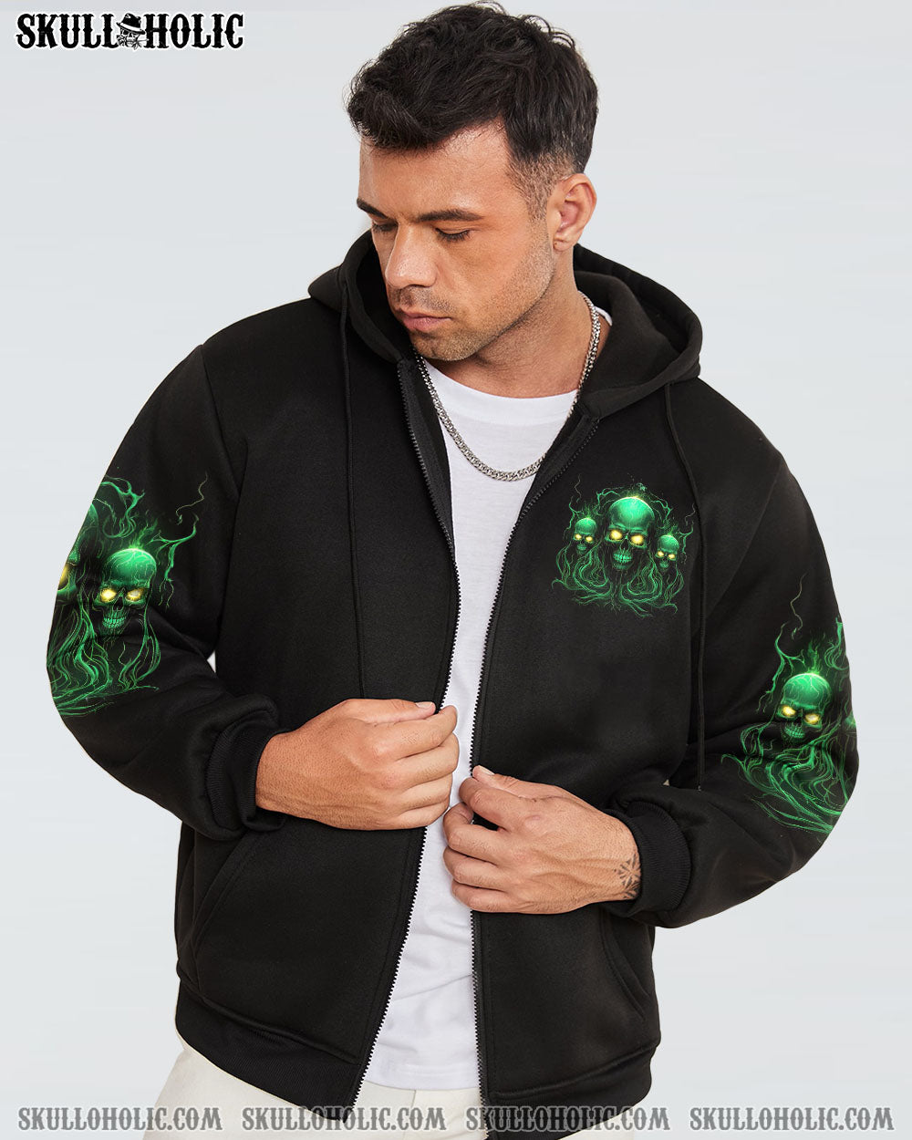 One Day I_E2_80_99m Gonna Just Say F It All and Let My Demons Out to Play Green Skull Graphic Tee AOP Shirts _10_ wxeOB