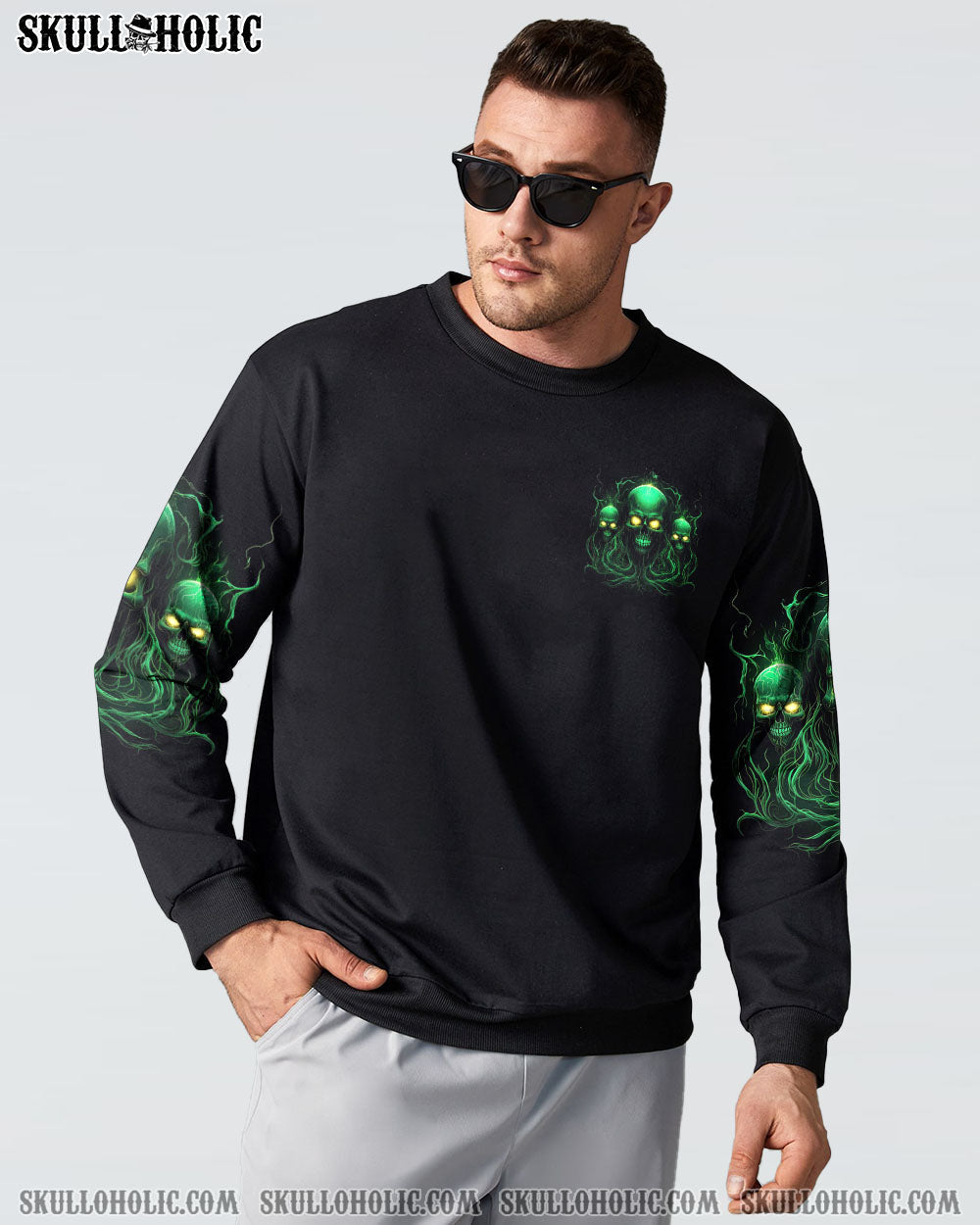 One Day I_E2_80_99m Gonna Just Say F It All and Let My Demons Out to Play Green Skull Graphic Tee AOP Shirts _8_ 0rwYD