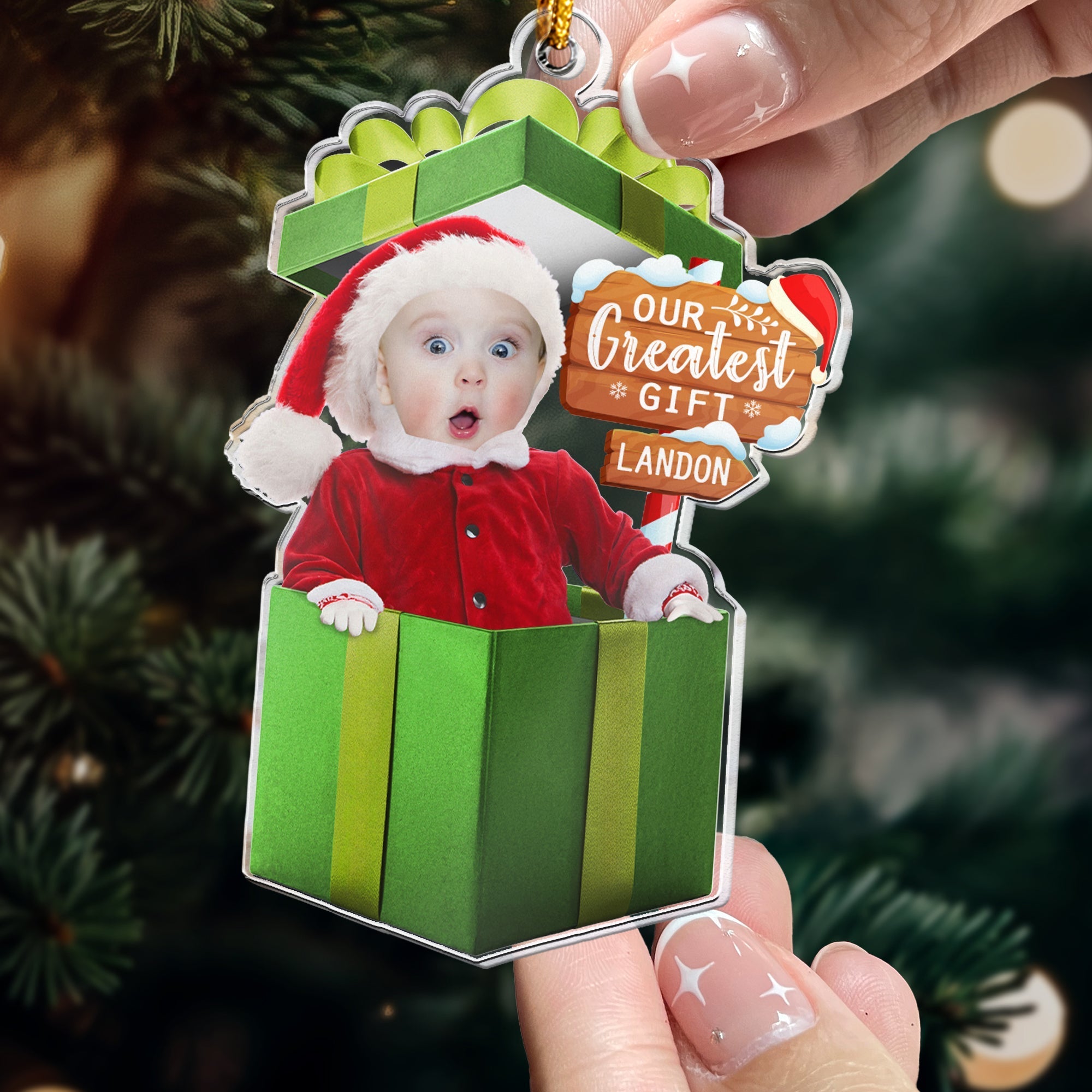 Our Greatest Gift Personalized Acrylic Photo Ornament_4