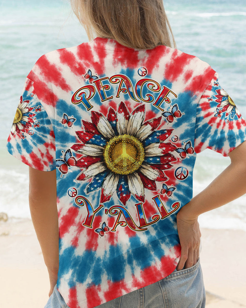 Peace Y_E2_80_99all Sunflower USA Tie Dye Patriotic 4th of July Tee for Women AOP Shirts _1_ jaX94