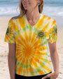 Peace Yall Sunflower Tie Dye Boho Style with Retro Vibes and Hippie Peace Sign AOP Shirts _2_ zcUEX