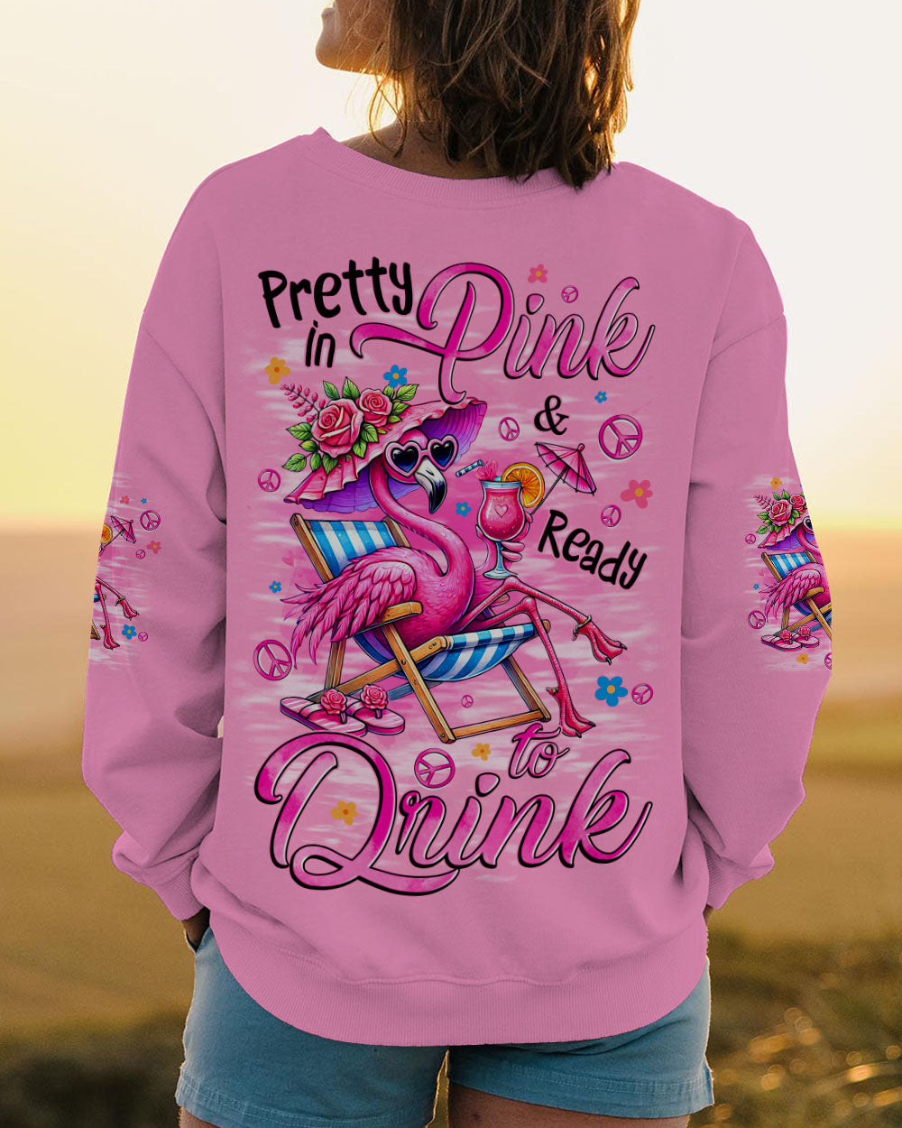 Pretty in Pink _26 Ready to Drink Chill Flamingo with Cocktail Summer Vibe AOP Shirts _9_ Gpd1q