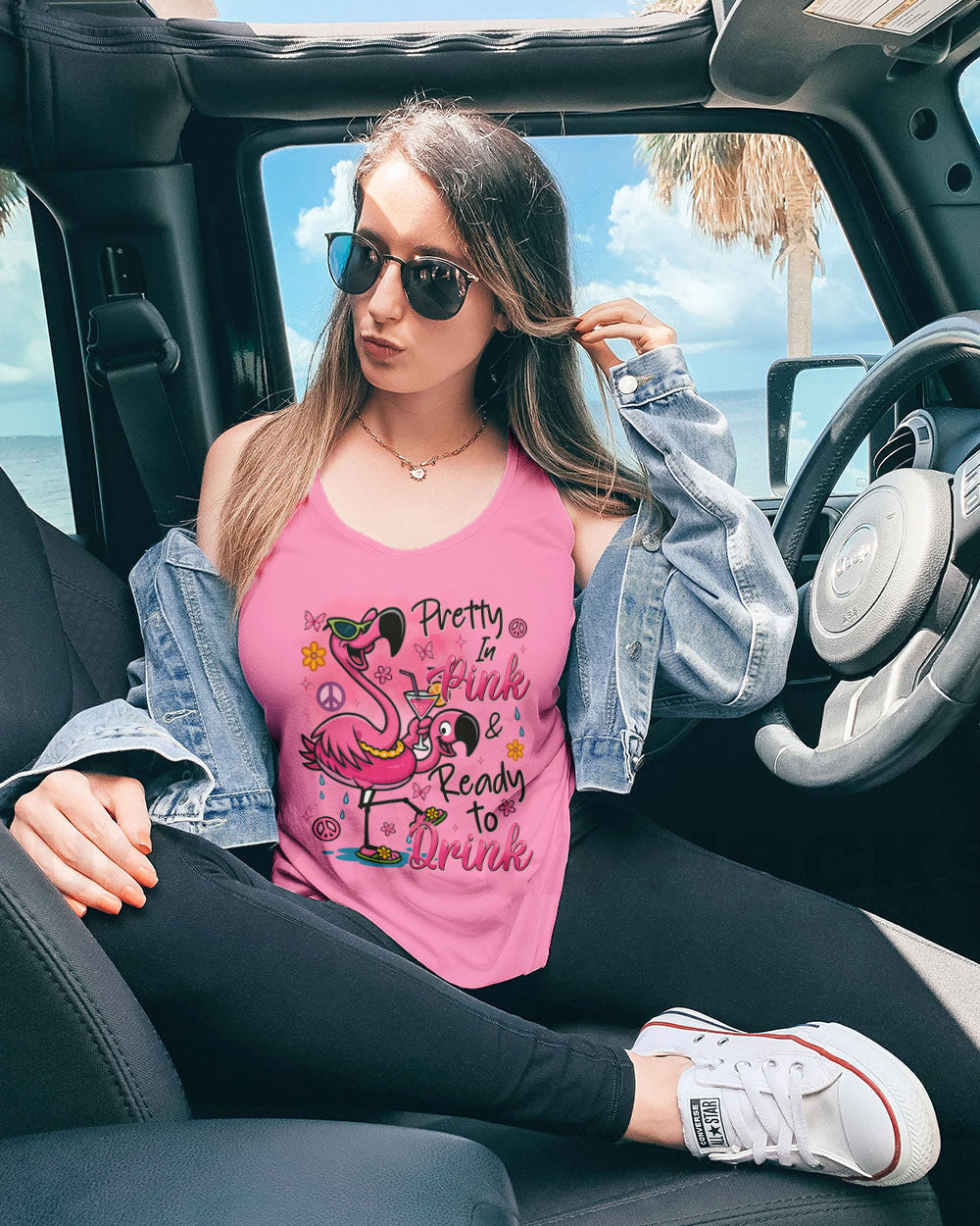 Pretty in Pink _26 Ready to Drink Flamingo in Cocktail Party Graphic for Women AOP Shirts _12_ R0Y4v