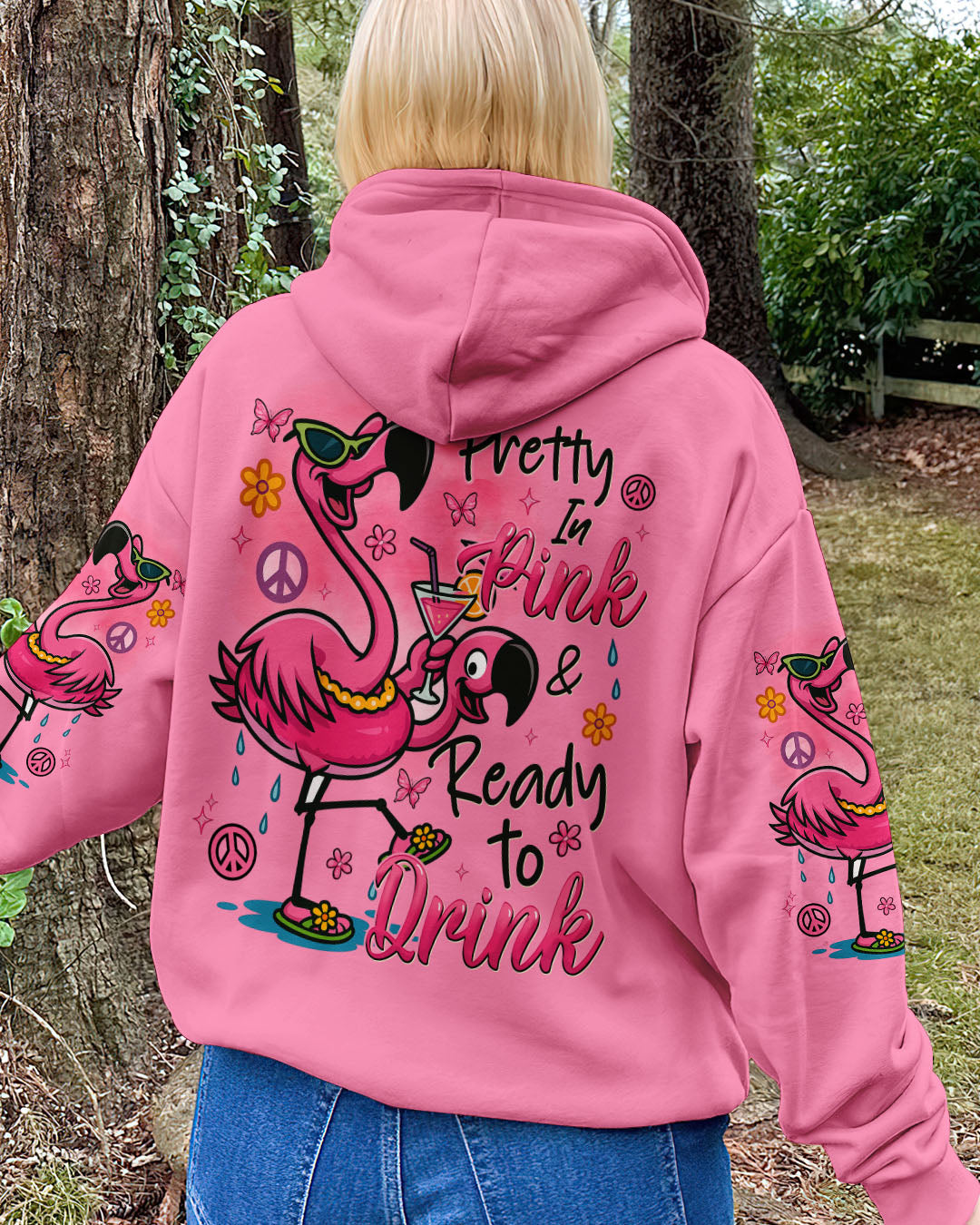 Pretty in Pink _26 Ready to Drink Flamingo in Cocktail Party Graphic for Women AOP Shirts _8_ EcY5M