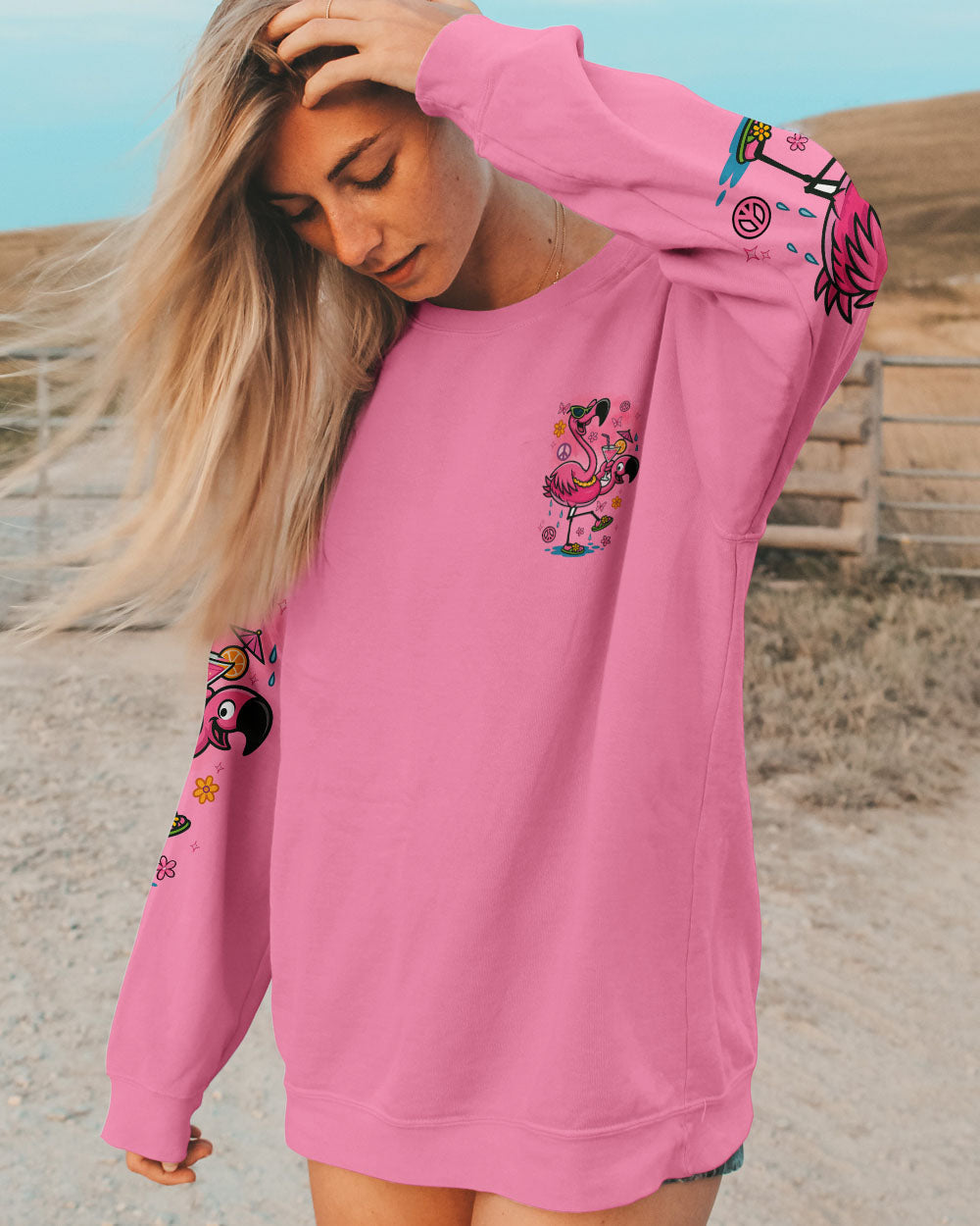 Pretty in Pink _26 Ready to Drink Flamingo in Cocktail Party Graphic for Women AOP Shirts _9_ PYmOA