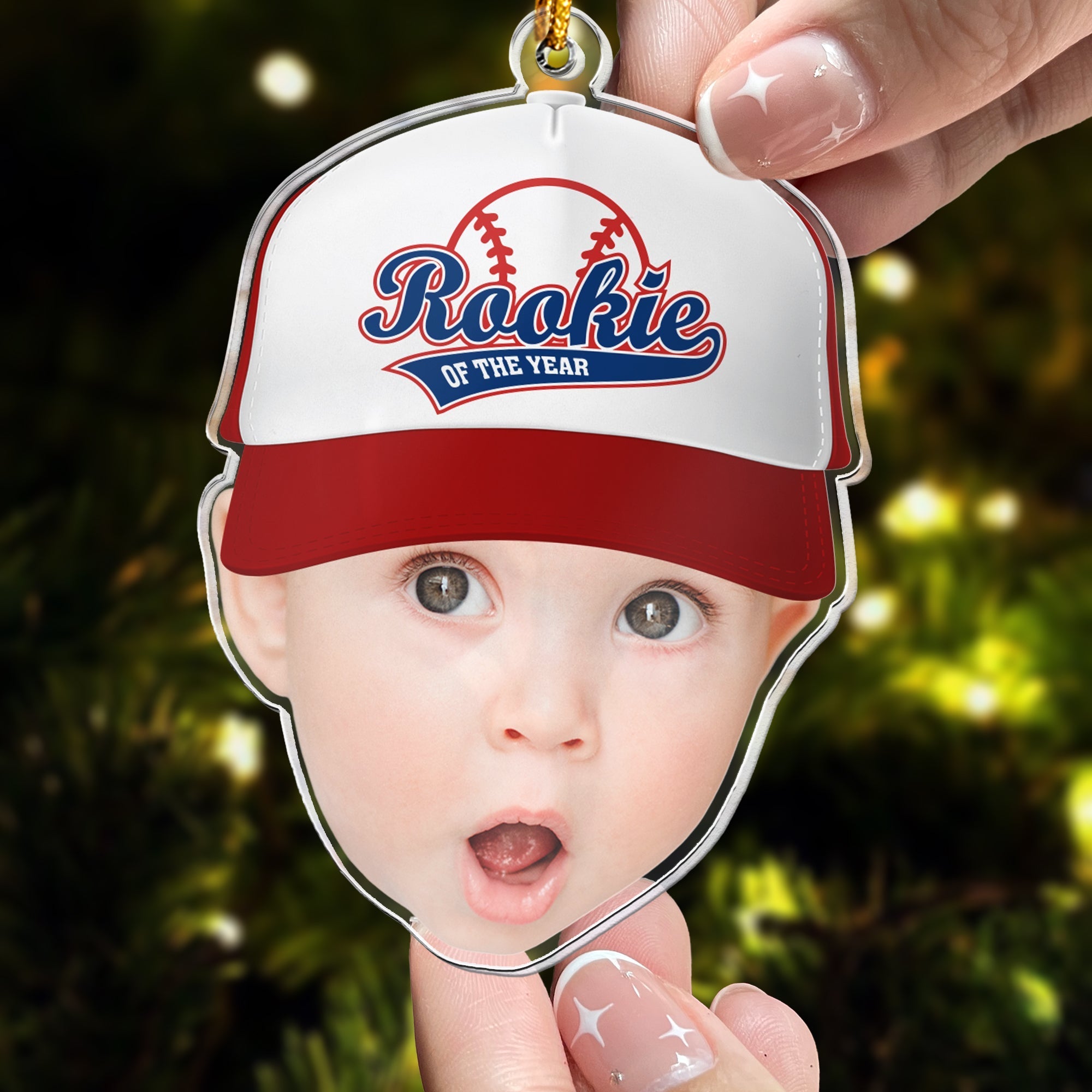 Rookie Of The Year Baby_s First Christmas Gifts Personalized Acrylic Photo Ornament_3