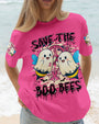 Save the Boo Bees Halloween Ghost Design with Peace and Pink Ribbon AOP Shirts _10_ 0HfVc