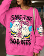 Save the Boo Bees Halloween Ghost Design with Peace and Pink Ribbon AOP Shirts _9_ wbxp3