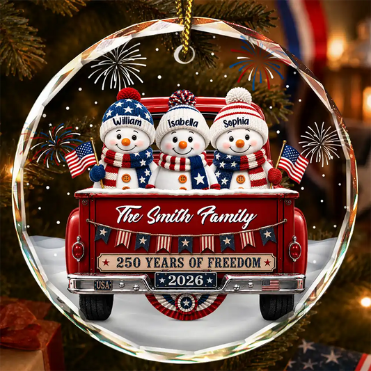 Snowman250YearsOfFreedom PersonalizedCircleGlassOrnament LV433 NAH6192 MKDEF