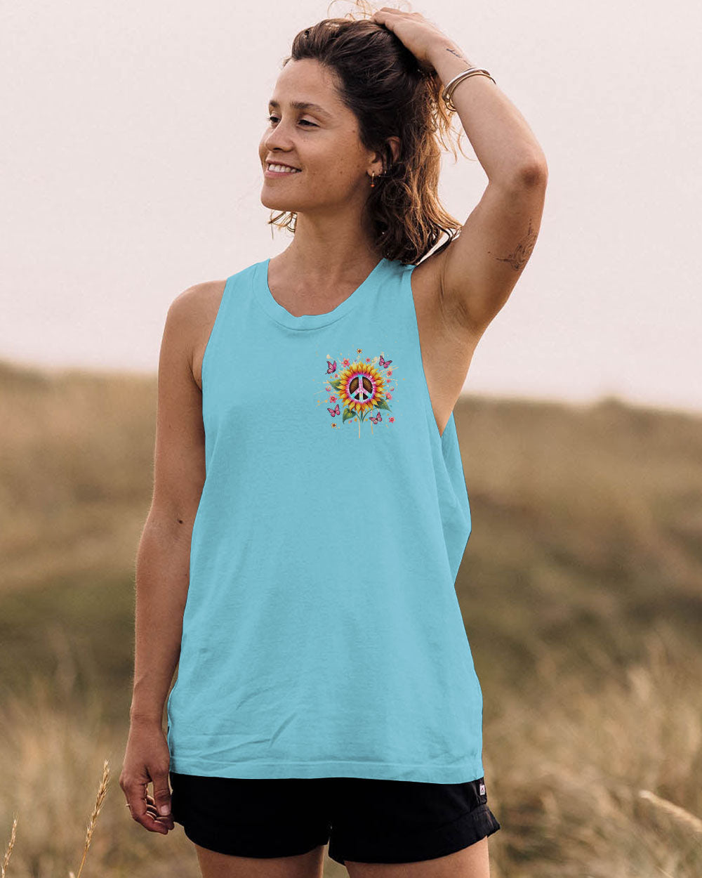 Soul Full of Sunshine Colorful Sunflower Peace Sign AOP Shirts _7_ IbEiK