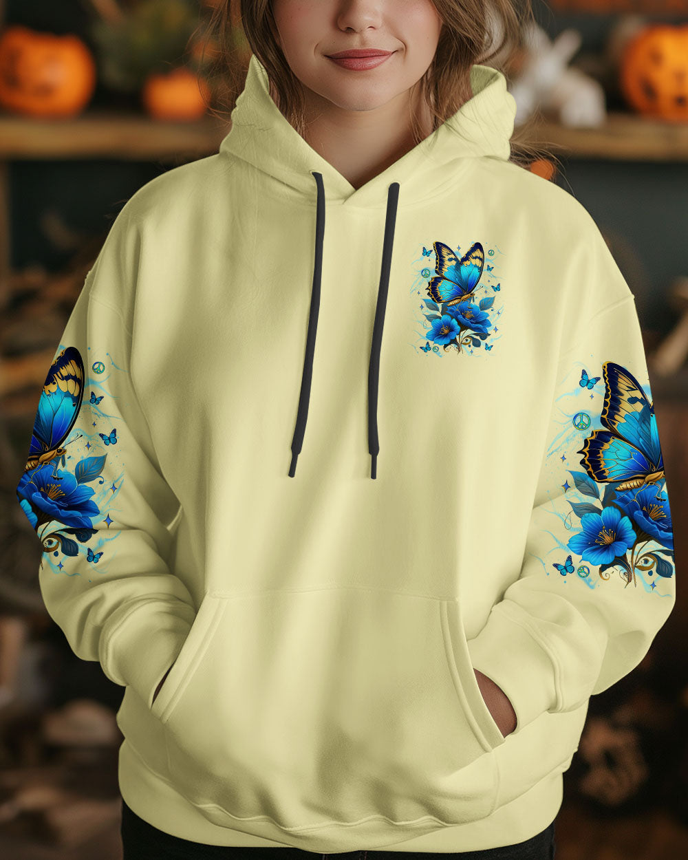 Soul of a Gypsy Heart of a Hippie Spirit of a Fairy Blue Floral Butterfly Graphic AOP Shirts _2_ BivLx