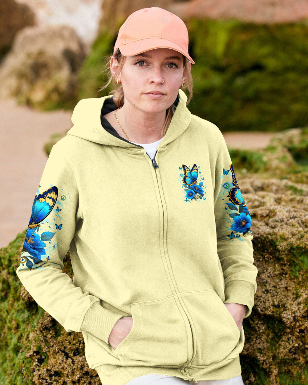 Soul of a Gypsy Heart of a Hippie Spirit of a Fairy Blue Floral Butterfly Graphic AOP Shirts _6_ kObM9