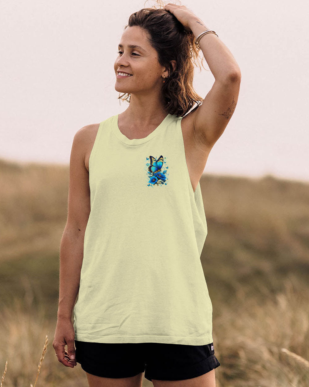 Soul of a Gypsy Heart of a Hippie Spirit of a Fairy Blue Floral Butterfly Graphic AOP Shirts _7_ NfdSV