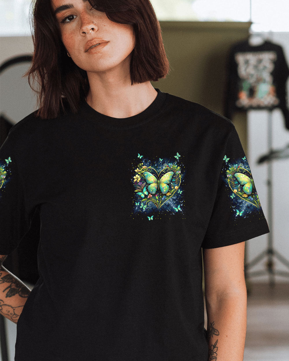 Soul of a Gypsy Heart of a Hippie Spirit of a Fairy Colorful Butterfly AOP Shirts _9_ tZcaB