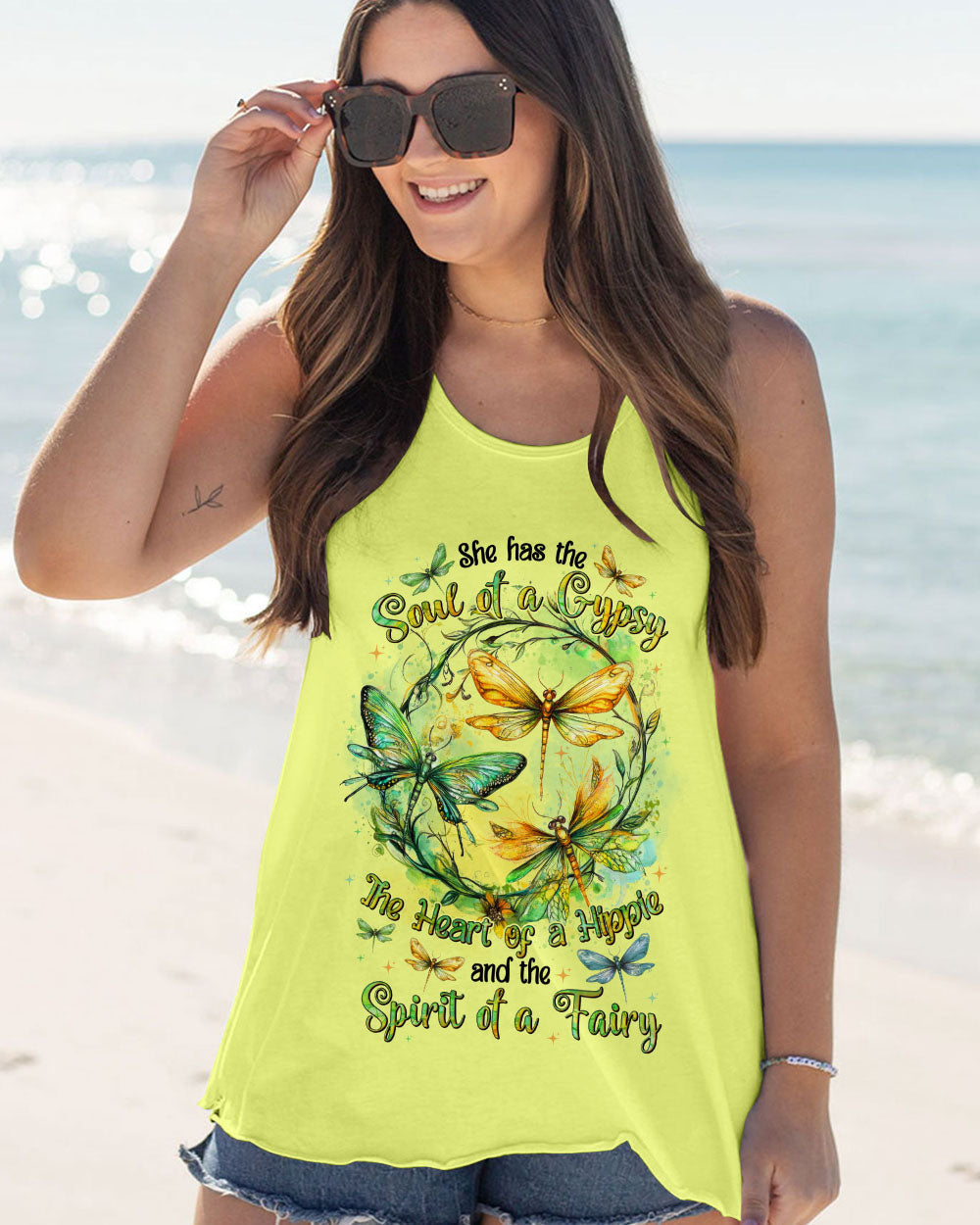 Soul of a Gypsy Heart of a Hippie Spirit of a Fairy Dragonfly and Floral Graphic AOP Shirts _5_ S4xXL