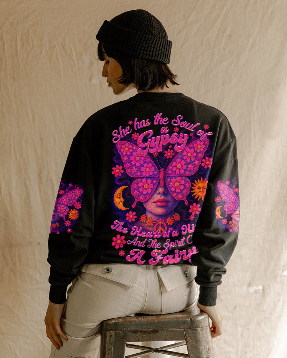Soul of a Gypsy Heart of a Hippie Spirit of a Fairy Flower Butterfly Tee for Women AOP Shirts _9_ EdMDH