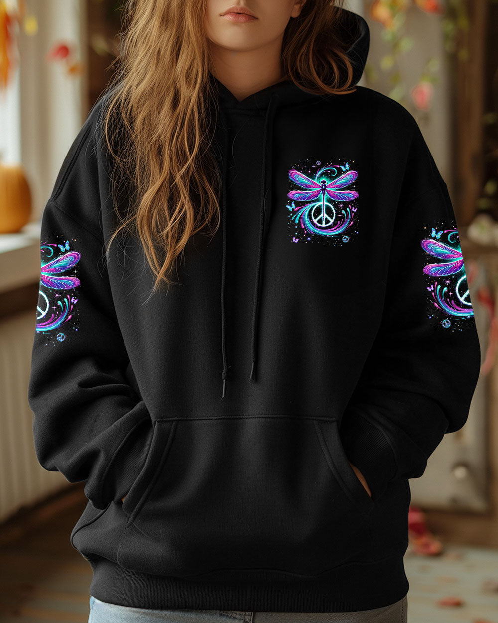Soul of a Gypsy Heart of a Hippie Spirit of a Fairy Neon Peace Sign AOP Shirts _13_ N2P6U