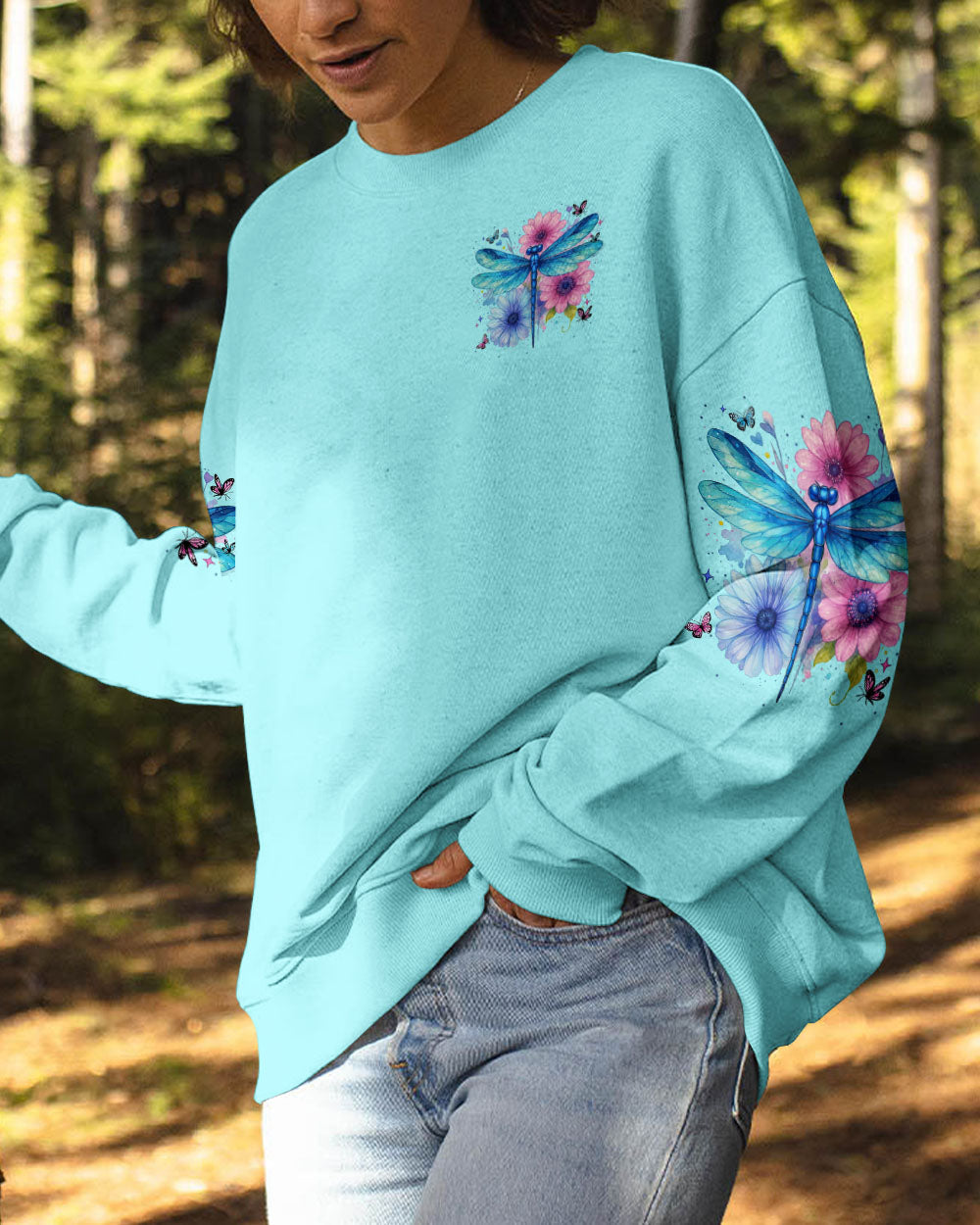 Spread Your Wings the Sky is Waiting Dragonfly Floral Nature Graphic AOP Shirts _8_ pLZMD