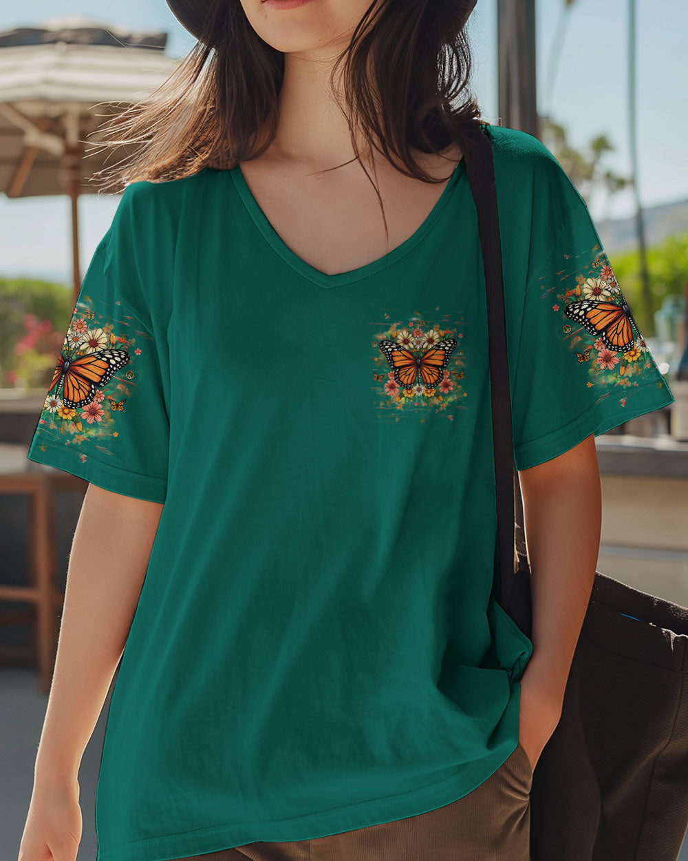 Stay Wild Flower Child Monarch Butterfly Floral Hippie Graphic Tee for Women AOP Shirts _4_ 8JEKg