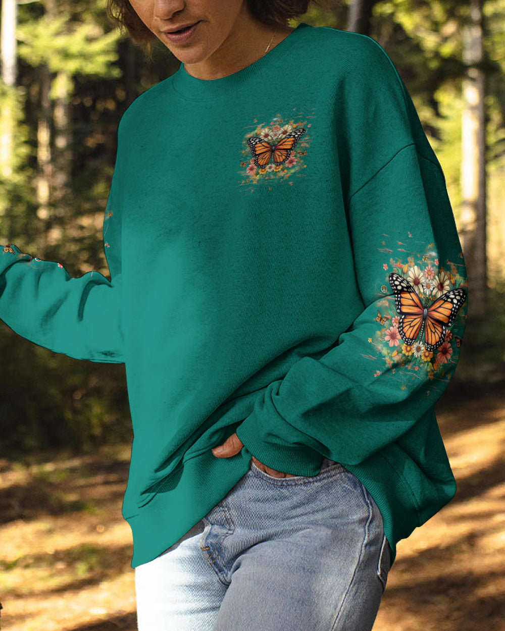 Stay Wild Flower Child Monarch Butterfly Floral Hippie Graphic Tee for Women AOP Shirts _8_ k92nC