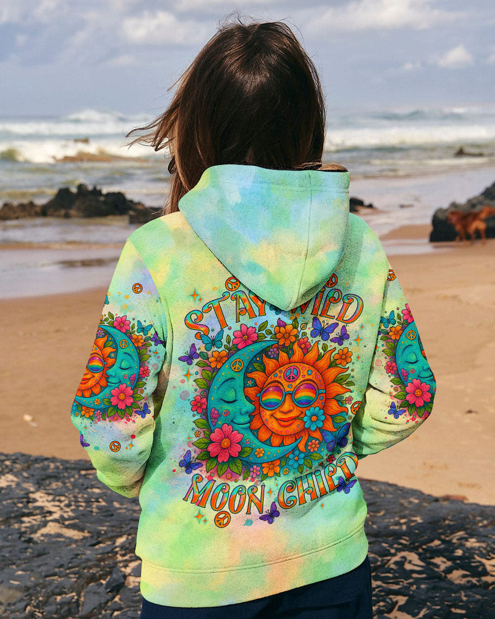 Stay Wild Moon Child Hippie Sun and Moon Tie Dye Design for Women AOP Shirts _2_ 5b2ST