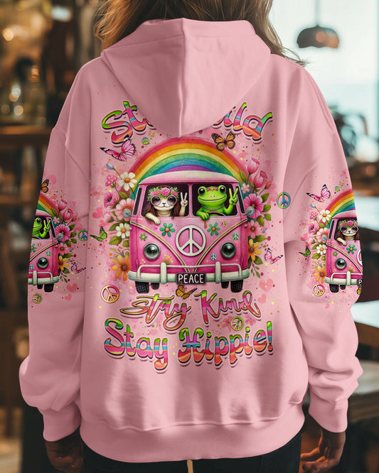 Stay Wild Stay Kind Stay Hippie Retro Peace Car Frog Graphic AOP Shirts _10_ mnBxq