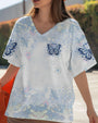 There Are So Many Beautiful Reasons to Be Happy Blue Butterfly Graphic AOP Shirts _12_ Mxozs