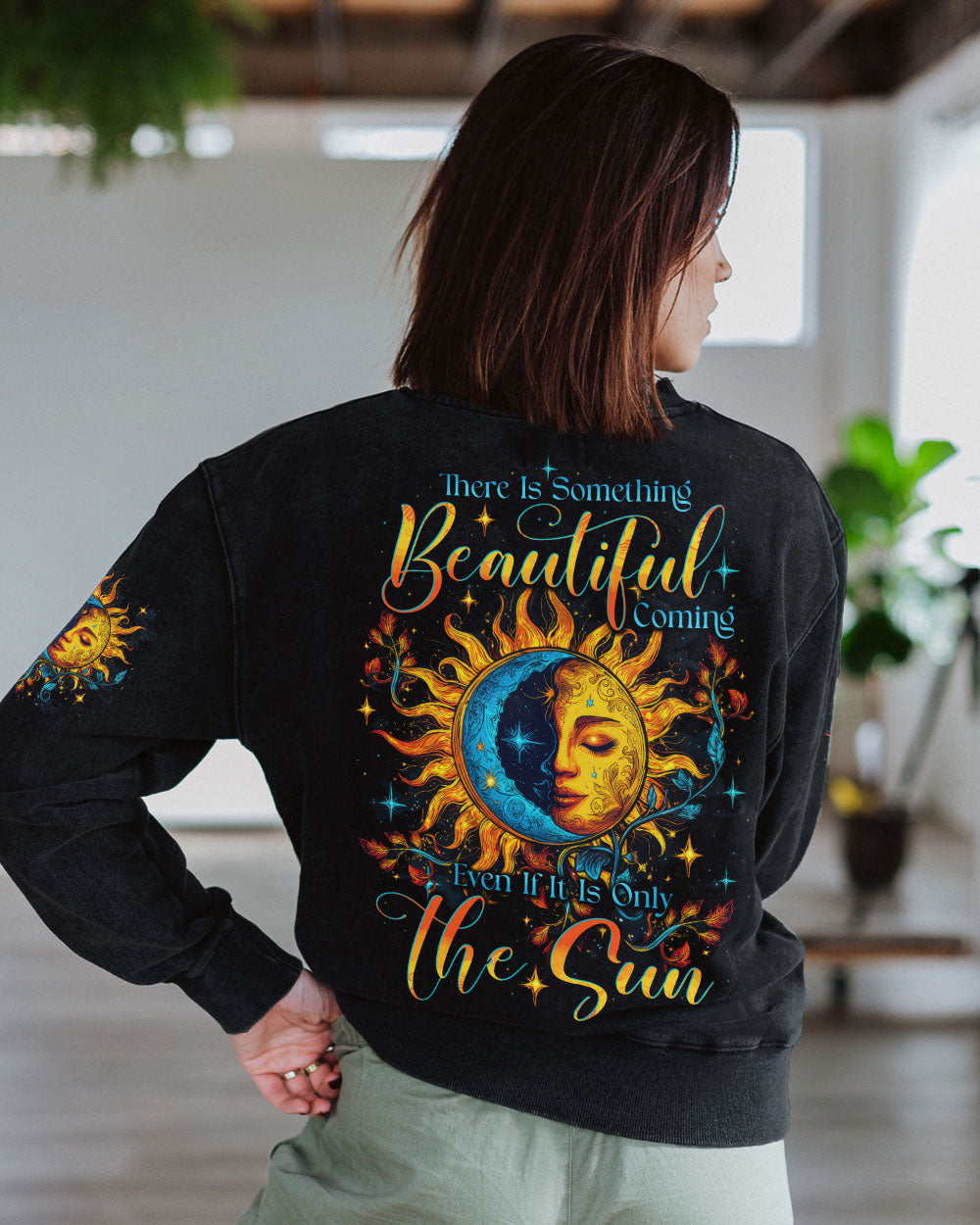 There Is Something Beautiful Coming Sun and Moon Face Graphic AOP Shirts _7_ oiVj1