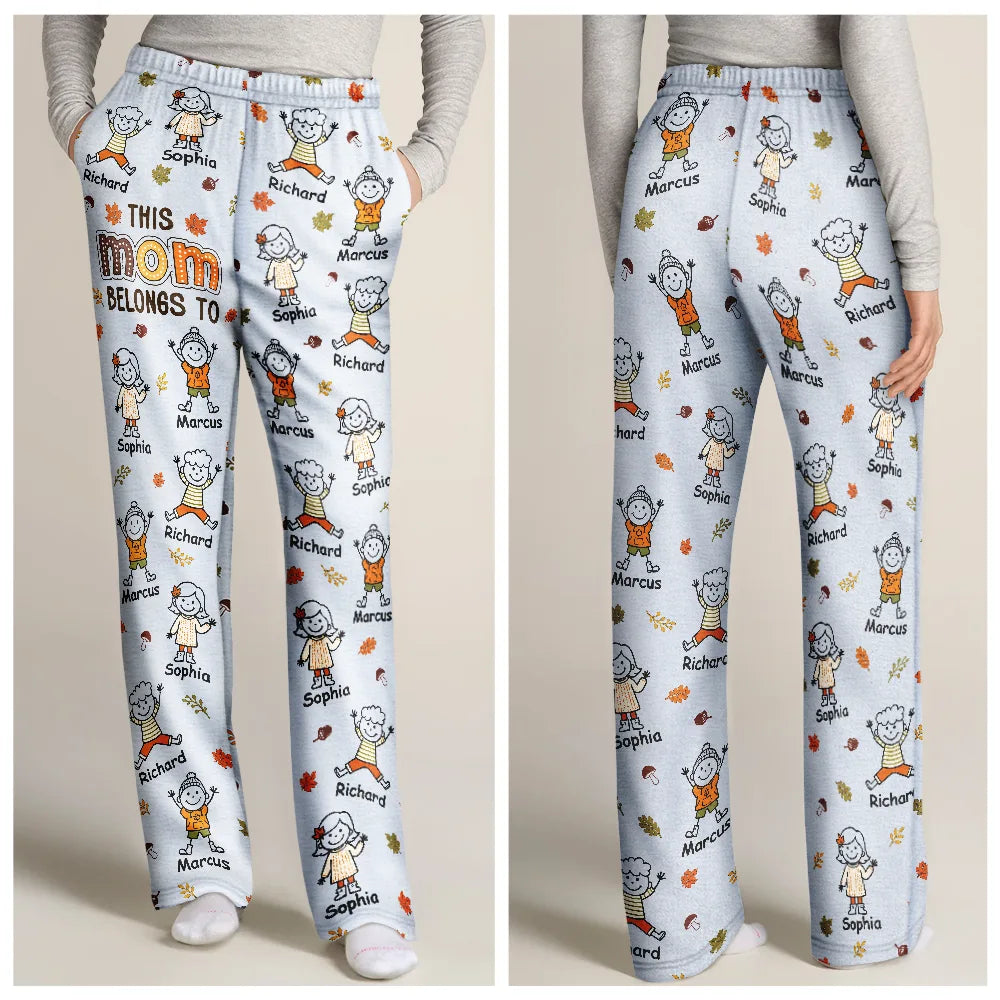 ThisGrandmaMommyBelongsToAutumnKidStickFigures PersonalizedPajamaPants TS1144 CLA3703 Mk1