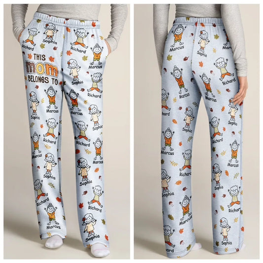 ThisGrandmaMommyBelongsToAutumnKidStickFigures PersonalizedPajamaPants TS1144 CLA3703 Mk1