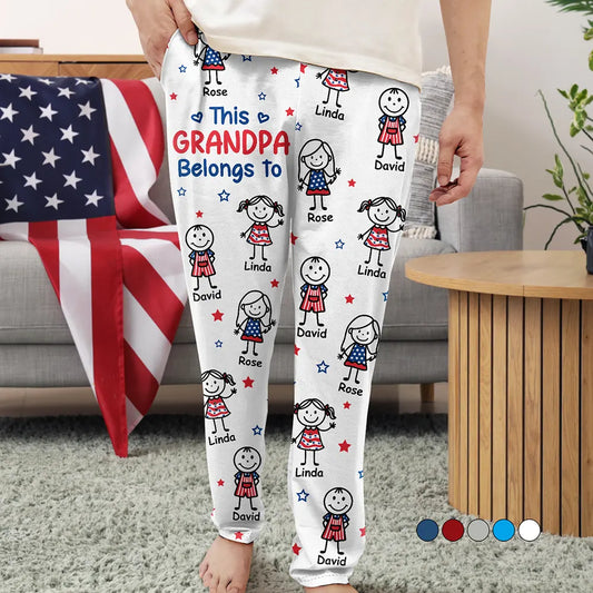 ThisGrandpaDadBelongsToKidsPetUSFlag PersonalizedPajamaPants DEF