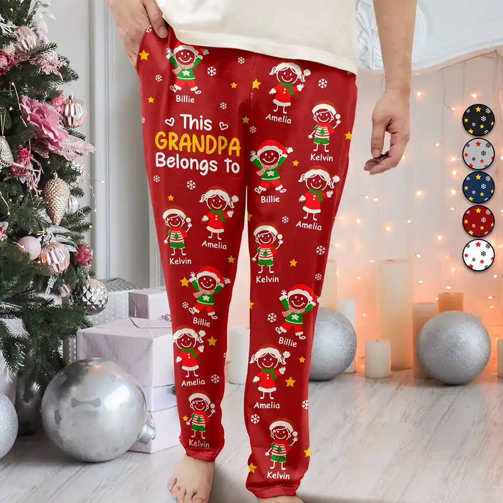 ThisGrandpaGrandmaBelongsToChristmasKidStickFigures PersonalizedPajamaPants NV1394 CLA1915 DEFAULT