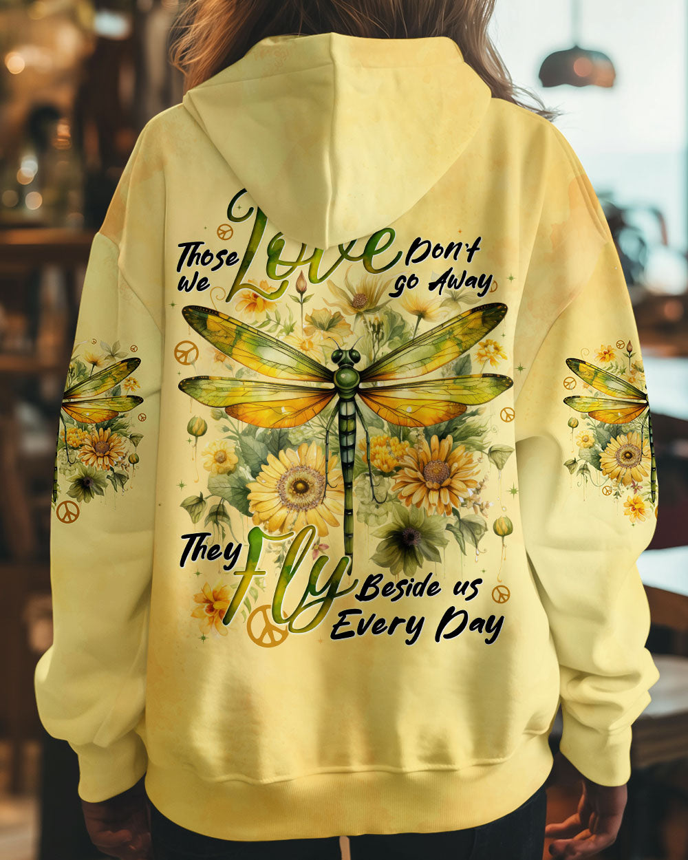 Those We Love Fly Beside Us Every Day Dragonfly and Sunflowers AOP Shirts _1_ yL8mB