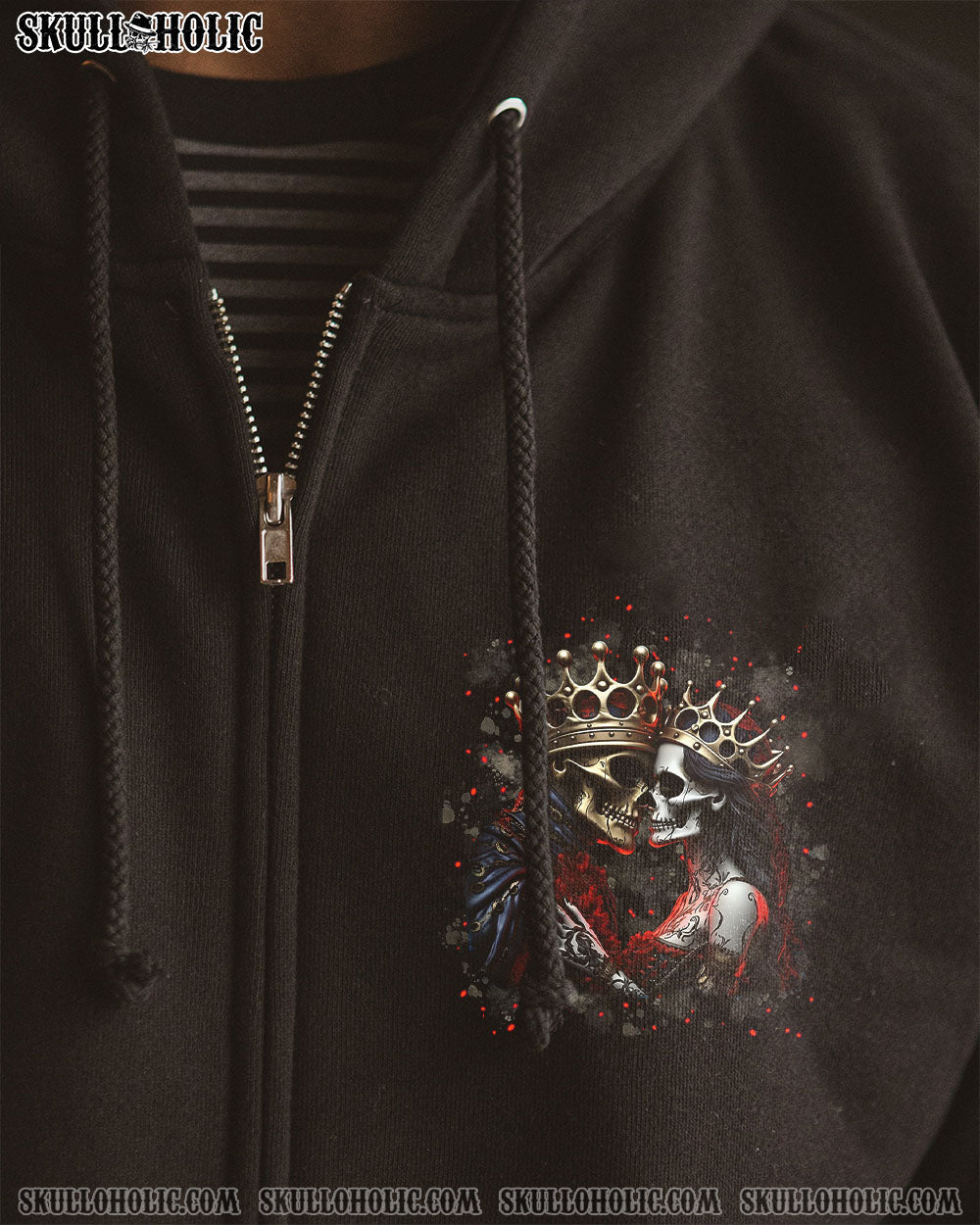 Till Death Do Us Part Gothic Skull Couple King and Queen Dark Love AOP Shirts _15_ 66Q5W