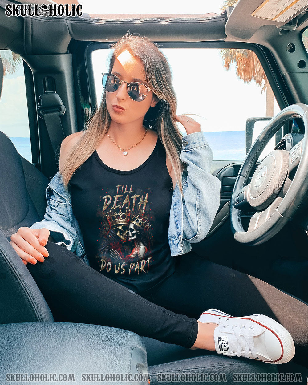 Till Death Do Us Part Gothic Skull Couple King and Queen Dark Love AOP Shirts _16_ MusNa