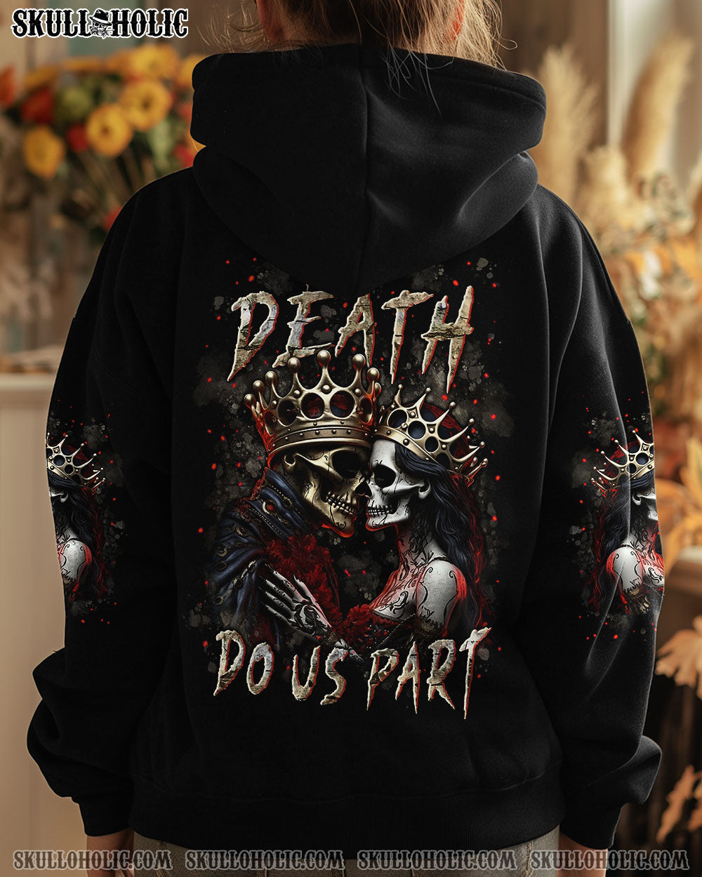 Till Death Do Us Part Gothic Skull Couple King and Queen Dark Love AOP Shirts _21_ VKUHu