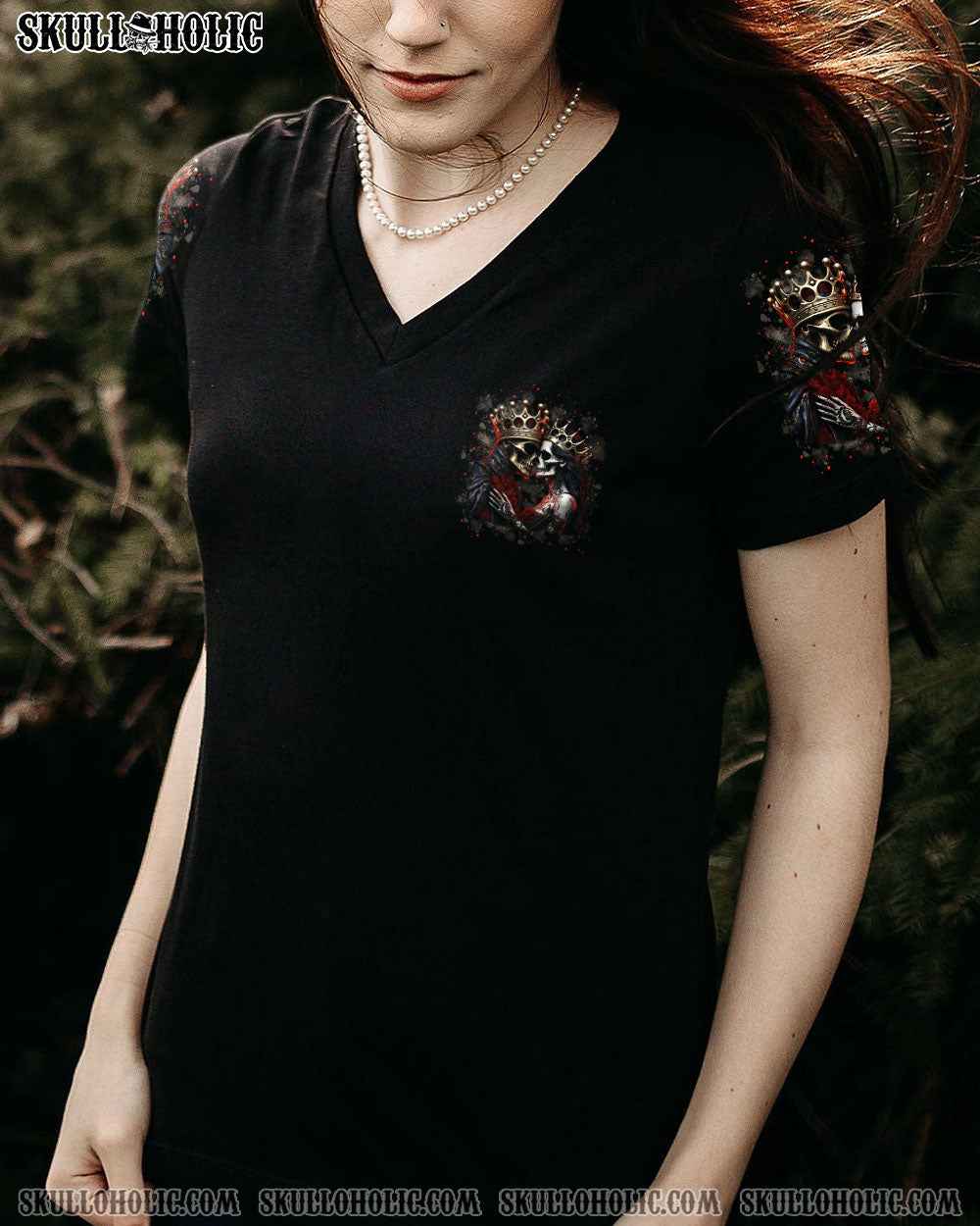 Till Death Do Us Part Gothic Skull Couple King and Queen Dark Love AOP Shirts _3_ SqNld