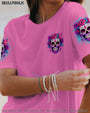 Tired of Bullshit Bitch in Me Came Out Floral Skull Attitude Graphic Pullover AOP Shirts _7_ Dc35j