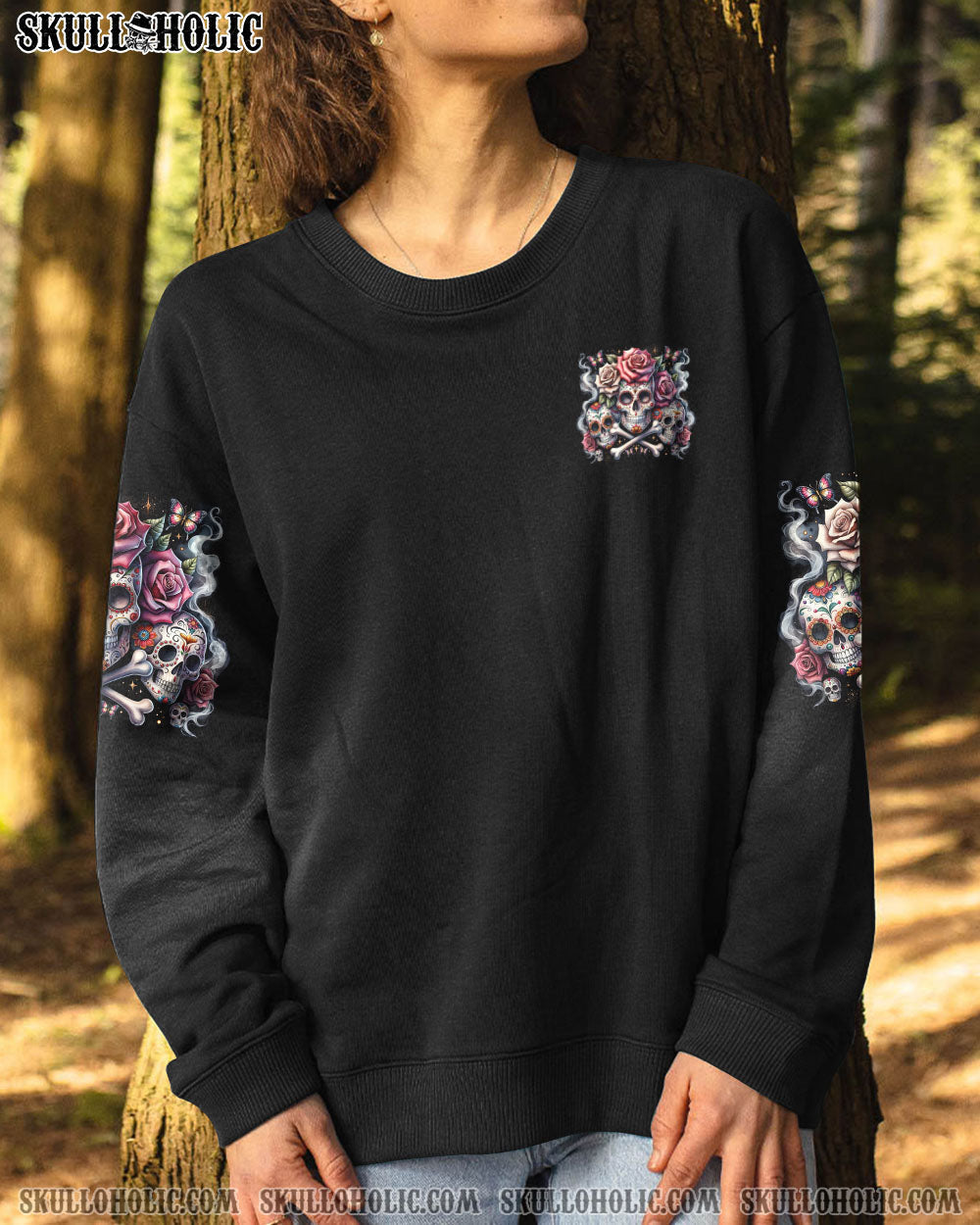 Tired of Bullshit Skull Bitch in Me Came Out Sugar Skulls and Roses Graphic AOP Shirts _6_ B0lTx